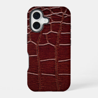 Moderne Taupe Croc lederen textuur iPhone 16 Hoesje