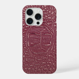 Moderne Taupe Croc lederen textuur iPhone 15 Pro Hoesje