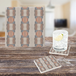 Moderne Taupe Denim en Roest Stenen Onderzetter