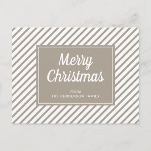 Moderne Taupe Gestreepte Kerst Briefkaart