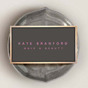 Moderne Taupe Grijs Goud Border Professional Visitekaartje