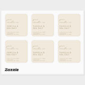 Moderne Taupe Minimalistische Kaarslabel Vierkante Sticker (Vel)