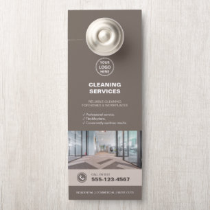 Moderne Taupe Schoonmaakdiensten QR Deur Hanger