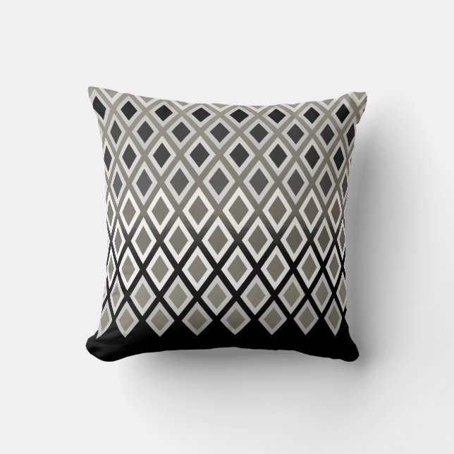 Moderne Taupe & Zwart Diamant Patroon Accent Kussen (Voorkant)