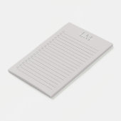 Moderne Taupegrijze Monogram Briefpapier Post-it® Notes (Schuin)