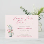 Moderne Tea Cups Baby shower Tea Party Kaart (Staand voorkant)