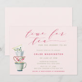 Moderne Tea Cups Baby shower Tea Party Kaart (Voorkant / Achterkant)