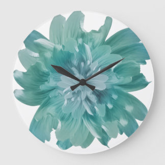 Moderne Teal Bloom Artistieke Wandklok – Grote Blo Klok