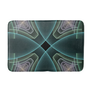 Moderne Teal Geometrische Fractale Kunst Grafisch Badmat