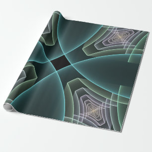 Moderne Teal Geometrische Fractale Kunst Grafisch Cadeaupapier