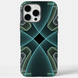 Moderne Teal Geometrische Fractale Kunst Grafisch iPhone 16 Pro Max Hoesje
