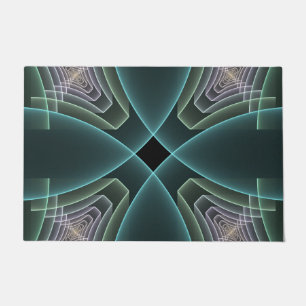 Moderne Teal Geometrische Fractale Kunst Grafisch Deurmat