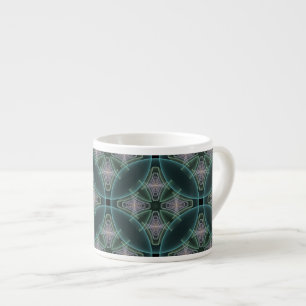 Moderne Teal Geometrische Fractale Kunst Grafisch Espresso Kop