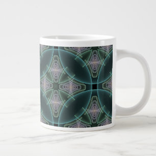 Moderne Teal Geometrische Fractale Kunst Grafisch Extra Grote Beker