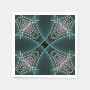 Moderne Teal Geometrische Fractale Kunst Grafisch Servet