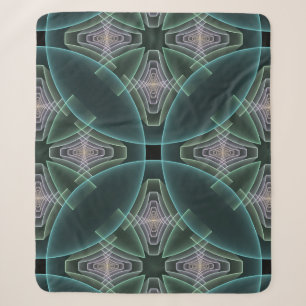 Moderne Teal Geometrische Fractale Kunst Grafisch Sherpa Deken