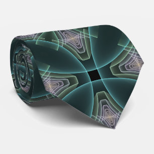 Moderne Teal Geometrische Fractale Kunst Grafisch Stropdas