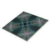 Moderne Teal Geometrische Fractale Kunst Grafisch Tegeltje (Zijkant)