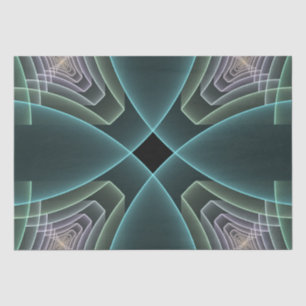 Moderne Teal Geometrische Fractale Kunst Grafisch Tissuepapier