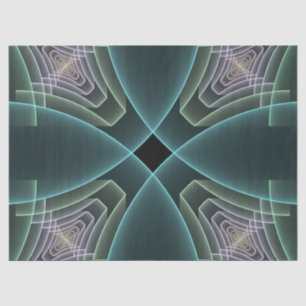 Moderne Teal Geometrische Fractale Kunst Grafisch Tissuepapier