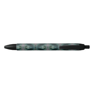 Moderne Teal Geometrische Fractale Kunst Grafisch Zwarte Inkt Pen