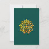 Moderne Teal Gouden Mandala Indische Ontvangst Kaart (Achterkant)
