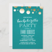 Moderne Teal & Gouden Stippen Linnen Bachelorette Kaart (Voorkant)