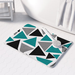 Moderne Teal Grijs Zwart Wit Driehoek Patroon Badmat
