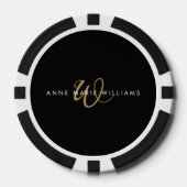 Moderne Teal Groen Witte Script Monogram Poker Chips (Voorkant)