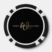 Moderne Teal Groen Witte Script Monogram Poker Chips (Achterkant)