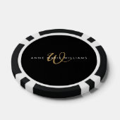 Moderne Teal Groen Witte Script Monogram Poker Chips (Enkel)