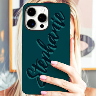 Moderne Teal Minimalistische Script Naam iPhone 16 Pro Max Hoesje
