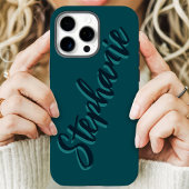 Moderne Teal Minimalistische Script Naam Case-Mate iPhone Case