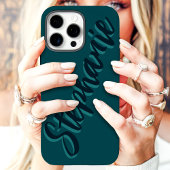 Moderne Teal Minimalistische Script Naam Case-Mate iPhone Case