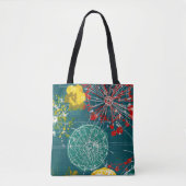 Moderne Teal & Rode Abstracte Kunst Draagtas (Voorkant)