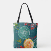Moderne Teal & Rode Abstracte Kunst Draagtas (Achterkant)