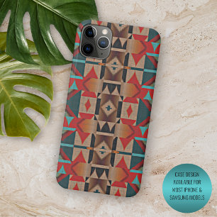 Moderne Teal Rode Taupe Bruine Mozaïek Kunstpatroo iPhone 11 Pro Max Hoesje