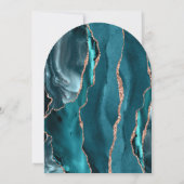 Moderne Teal Roze Gouden Agaat Boog Bruiloft Kaart (Achterkant)