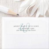 Moderne Teal Script Monogram Etiket (Insitu)