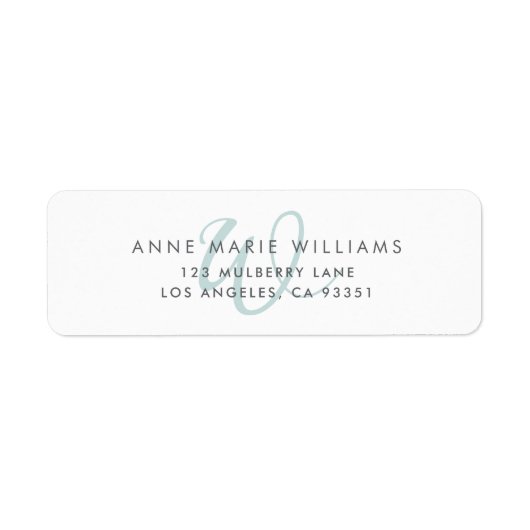 Moderne Teal Script Monogram Etiket (Voorkant)