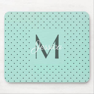 Moderne Teal Stippen en Monogram Muismat