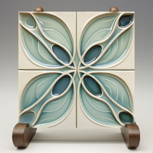 Moderne Teal Taupe Abstract Tegeltje