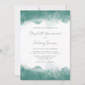Moderne Teal Watercolor Randen Huwelijk Kaart (Voorkant)