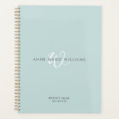 Moderne Teal Witte Script Monogram Planner (Voorkant)