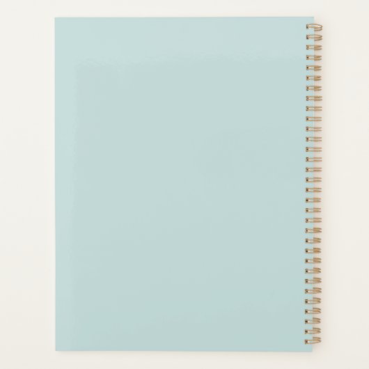 Moderne Teal Witte Script Monogram Planner (Achterkant)