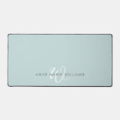 Moderne Tealgroene Witte Script Monogram Bureaumat (Voorkant)
