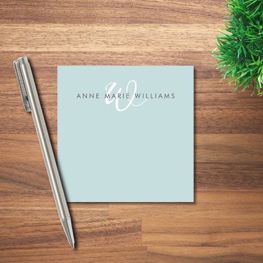 Moderne Tealgroene Witte Script Monogram Post-it® Notes