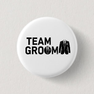 Moderne Team Bruidegom Trouwfeest Knop Speld Ronde Button 3,2 Cm