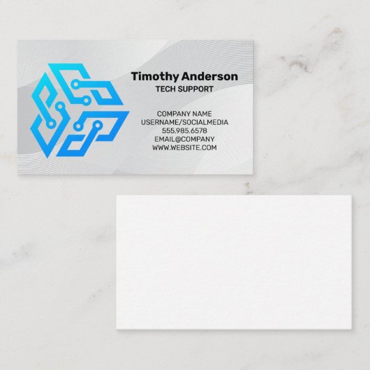 Moderne Tech Blue Logo | Software AI Afsprakenkaartje (Voorkant / Achterkant)