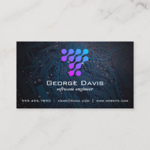 Moderne Tech Logo Microchip Visitekaartje
